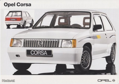 Opel Corsa korisarja -esite 80-luvun puolivälistä
