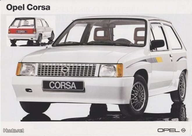 Opel Corsa korisarja -esite 80-luvun puolivälistä