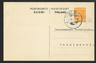 Postil. - Yl.m. 1,25mk (LAPE 177) Siikainen 20.3.36