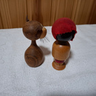 Kokeshi nukke ja puinen kissa veistos vintage RARE - pikkukuva 2