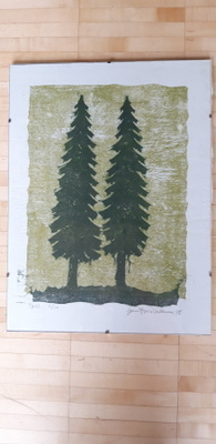 Vanha grafiikka Jorma-Tapio Valkama, vedos 2/10 ja v. 58