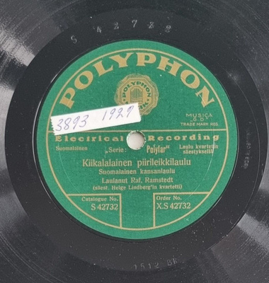 Savikiekko 1929 - Rafael Ramstedt - Polyphon X.S. 42732
