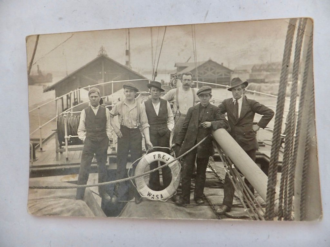 VANHA Postikortti Laiva Frej Vaasa 1920-l