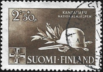 1943 Kansanapu 2 mk + 50 p leimattu LaPe 275
