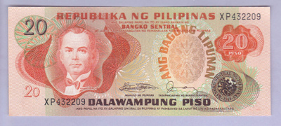 Filippiinit 20 Piso v.1984-85 UNC P-162c