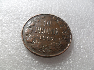 10 penniä 1907 siistikuntoinen.