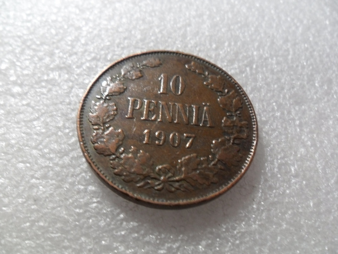 10  penniä  1907  siistikuntoinen.