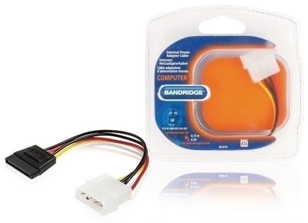 Bandridge Virtasovitinkaapeli Molex Uros - SATA Naaras 0.15m