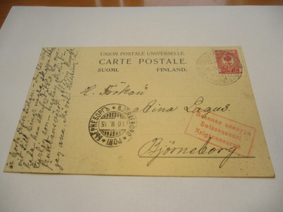 1915 Vaasa sens kortti Poriin