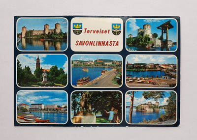 Terveiset Savonlinnasta - vanha postikortti 60/70-luvulta