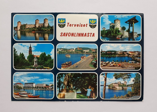 Terveiset Savonlinnasta - vanha postikortti 60/70-luvulta