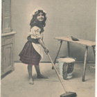 Tyttönen askareissa - vanha Carte Postale - pikkukuva 1