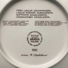 ARABIA KALEVALA vuosi- seinä lautanen 1981, Raija Uosikkinen - pikkukuva 2