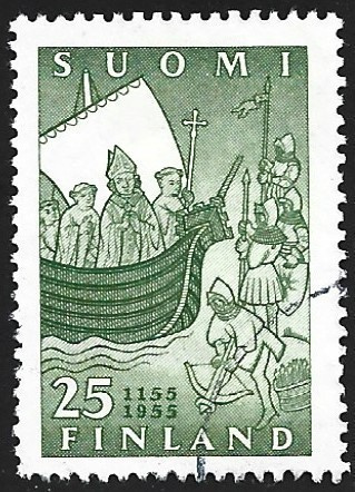 1955 Suomen kirkko 800 vuotta 25 mk leimattu LaPe 440