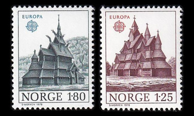 Norja 769-70 ** Europa vanhoja rakennuksia (1978)