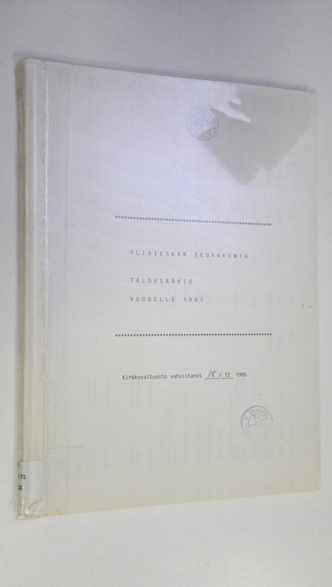 Ylivieskan seurankunta - talousarvio vuodelle 1987