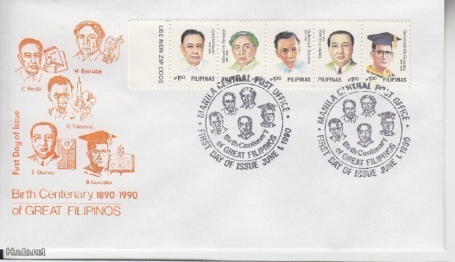 Filippiinit FDC 1990 Suurmiehiä rivilö