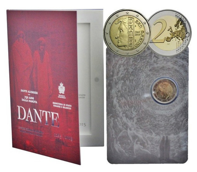** SAN MARINO 2€ 2015 Dante Alighieri kansiossa **