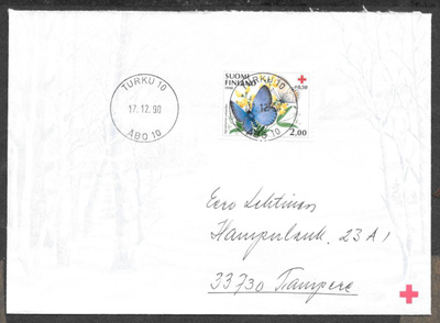 Postilähetys - Pun.risti (LAPE 1108) Turku 10 17.12.1990