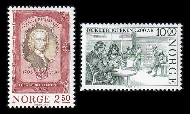 Norja 934-5 ** Deichmanin kirjasto 200v (1985)
