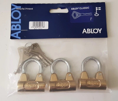 abloy riippulukko 3 kpl  6 avainta