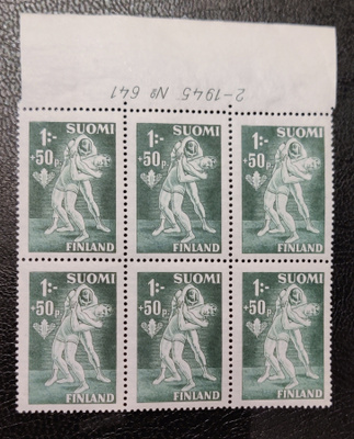 1945 Urheilu 1mk+50p numerokuusilo **