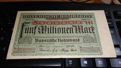 Germany Saksa 5000 Mark Bavaria 1923 VF-
