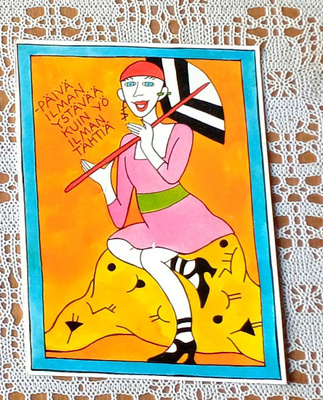 Eppu Nuotio ja Maikki Harjanne v. 1994 postitettu kortti