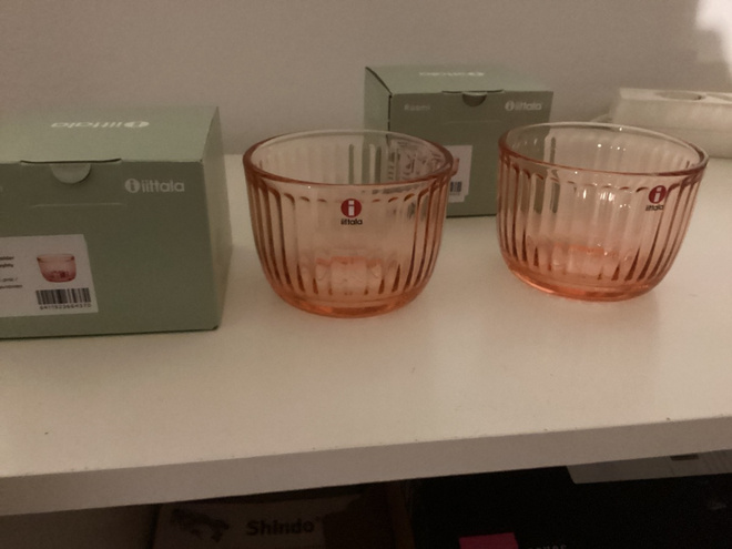 Iittala Raami kynttilätuikku lohenpunainen 2 kpl