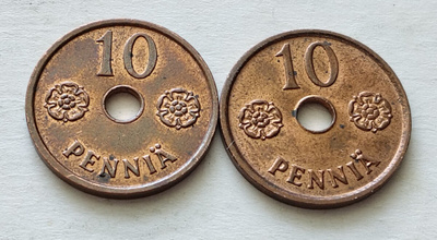10 penniä v. 1941, 1942,