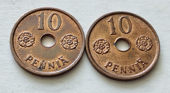 10 penniä v. 1941, 1942,