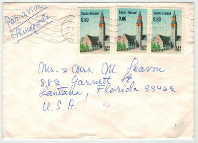 1976 Kansallismuseo 3 kpl kirje USAhan
