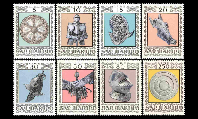 San Marino 1059-66 ** Vanhoja aseita ja panssareita (1974)