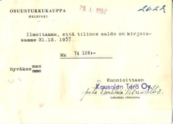 FIRMAKORTTI KAUSALA N      TERÄ OY
