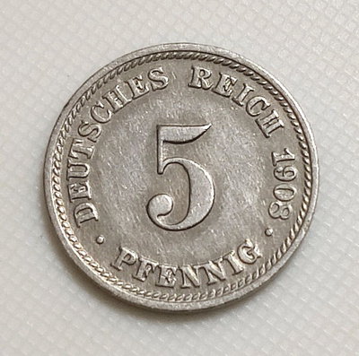 Saksa 5 Pfennig 1908D