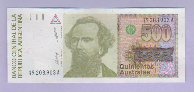 Argentiina 500 Australes v.1988 UNC P-328