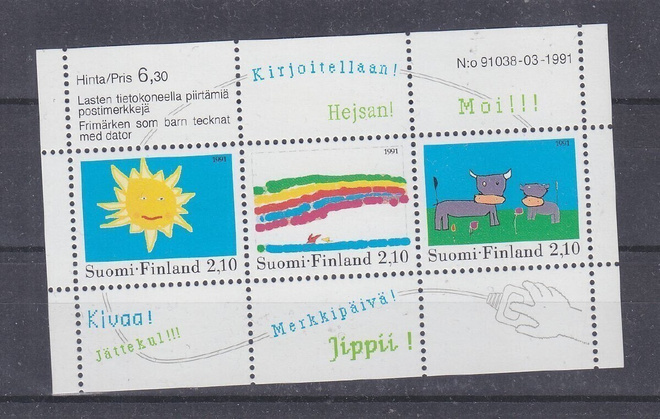 1991 Nuorten piirustuksia blokki postituoreena.