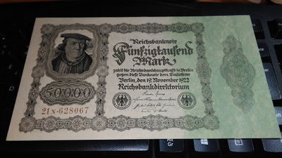 Germany Saksa 50000 Mark 1922 P79 UNC-