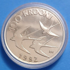 Viron hopeinen 100 Kroonin juhlaraha vuodelta 1992. - pikkukuva 1