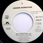 JASON DONOVAN  ::  ANY DREAM WILL DO  ::  VINYYLI  7"   1991 - pikkukuva 3