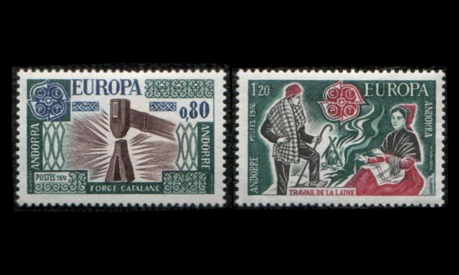 Andorra Fr 274-5 ** Europa taidekäsityö (1976)