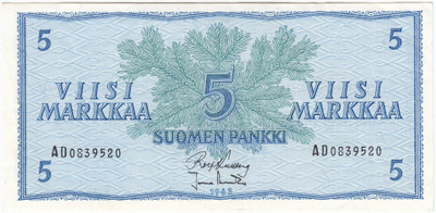 5 Markkaa 1963 AD-sarjaa, kl.7