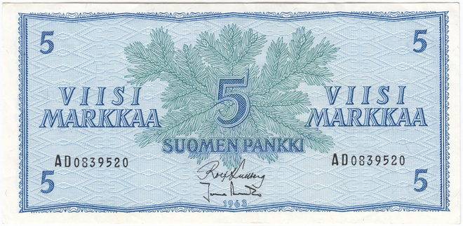 5 Markkaa 1963 AD-sarjaa, kl.7
