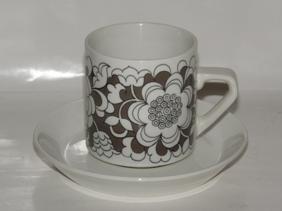 Arabia GARDENIA kahvikuppi + aluslautanen, 1 pari