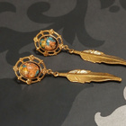 Vintage gold dream catcher korvakorut - pikkukuva 1