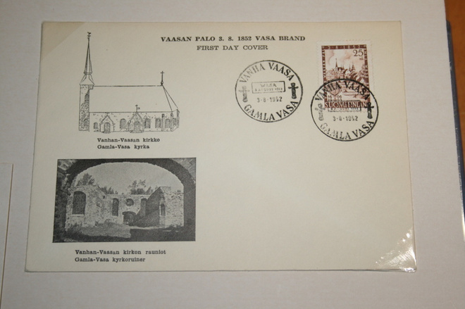 FDC kuori 3.8.1952 Vaasan palo