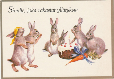Postikortti, PUPUJUSSIT JUHLIVAT, synttärit