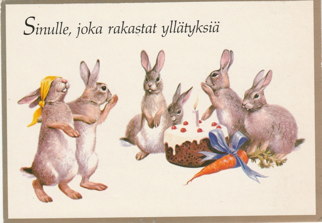 Postikortti, PUPUJUSSIT JUHLIVAT, synttärit