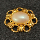 vintage solki rintakoru rintaneula kuluttua Gold Tone Caboch - pikkukuva 1