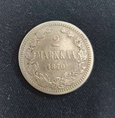 2 markkaa v. 1870, 0.868 hopeaa